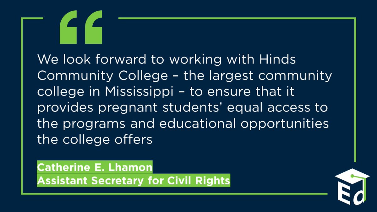 Today, OCR resolved an investigation of Hinds Community College (MS) determining the college violated Title IX after failing to provide a pregnant student with academic adjustments or necessary services during and after her pregnancy.