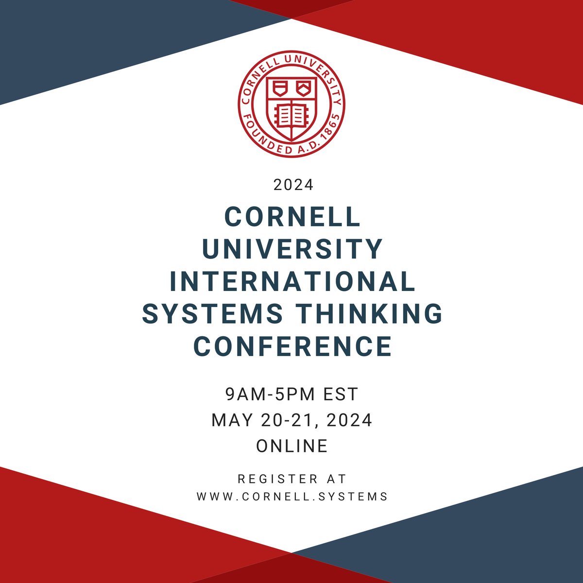 The 2024 International Cornell University Systems Thinking Conference is May 20-21, 9am-5pm EST (online). The theme is, "UpThinking" building off of the universality of thinking and our need to improve our skills in it. 
See you there!
hubs.ly/Q02sBTqC0

#upthinking