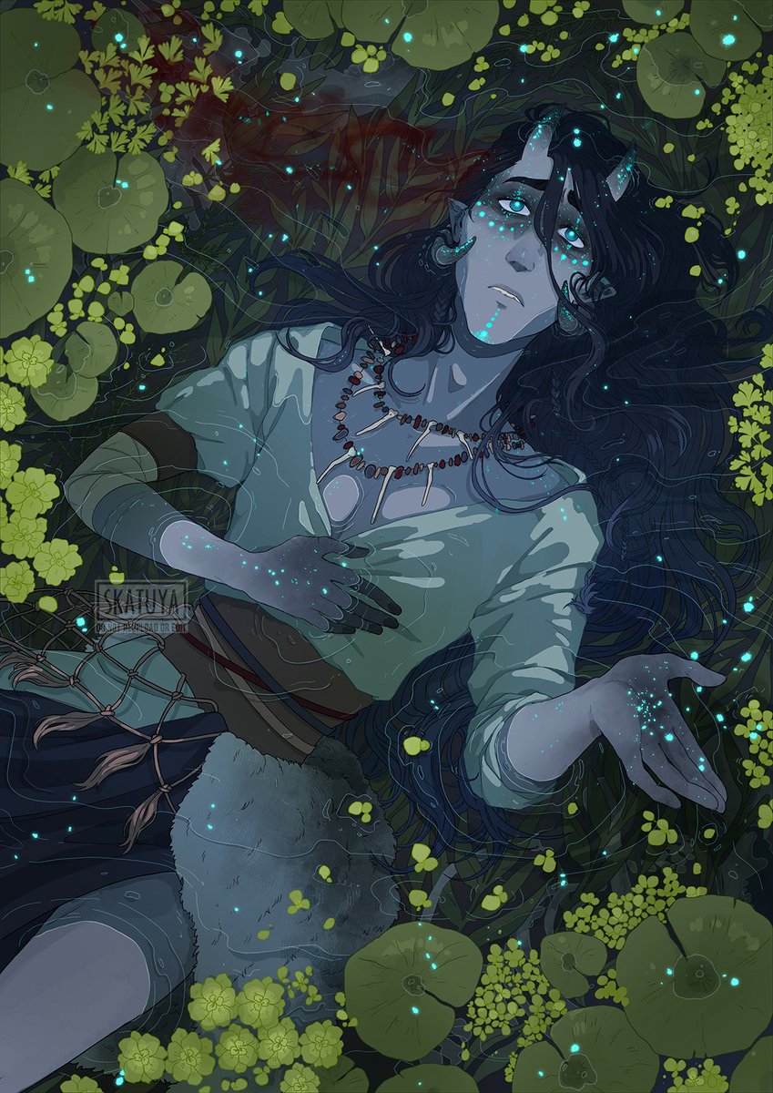 🔹Sinking into the mire🔹 My circle of spores druid, Mire had a little dream last session about a peaceful moment in the swamp he lives in. Too bad it turned into a nightmare. And that it might've been a memory... #dndcharacter #dndart