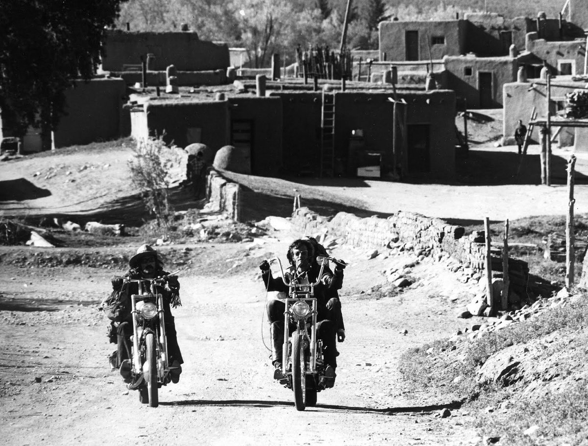 Two views on the Taos Pueblo:

- A Street in Taos, Ed Borein, c.1910
- Easy Rider, Director: Dennis Hopper, 1969