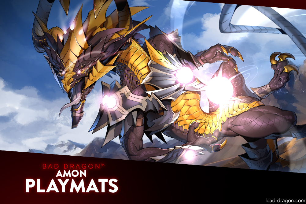 Introducing our newest PC & RPG-sized playmats of Amon featuring artwork by @PattoArts Amon looks stunning & menacing & will surely leave your opponents speechless. Grab this new playmat in either size today because these will sell out fast! #baddragon bad-dragon.com/products/playm…