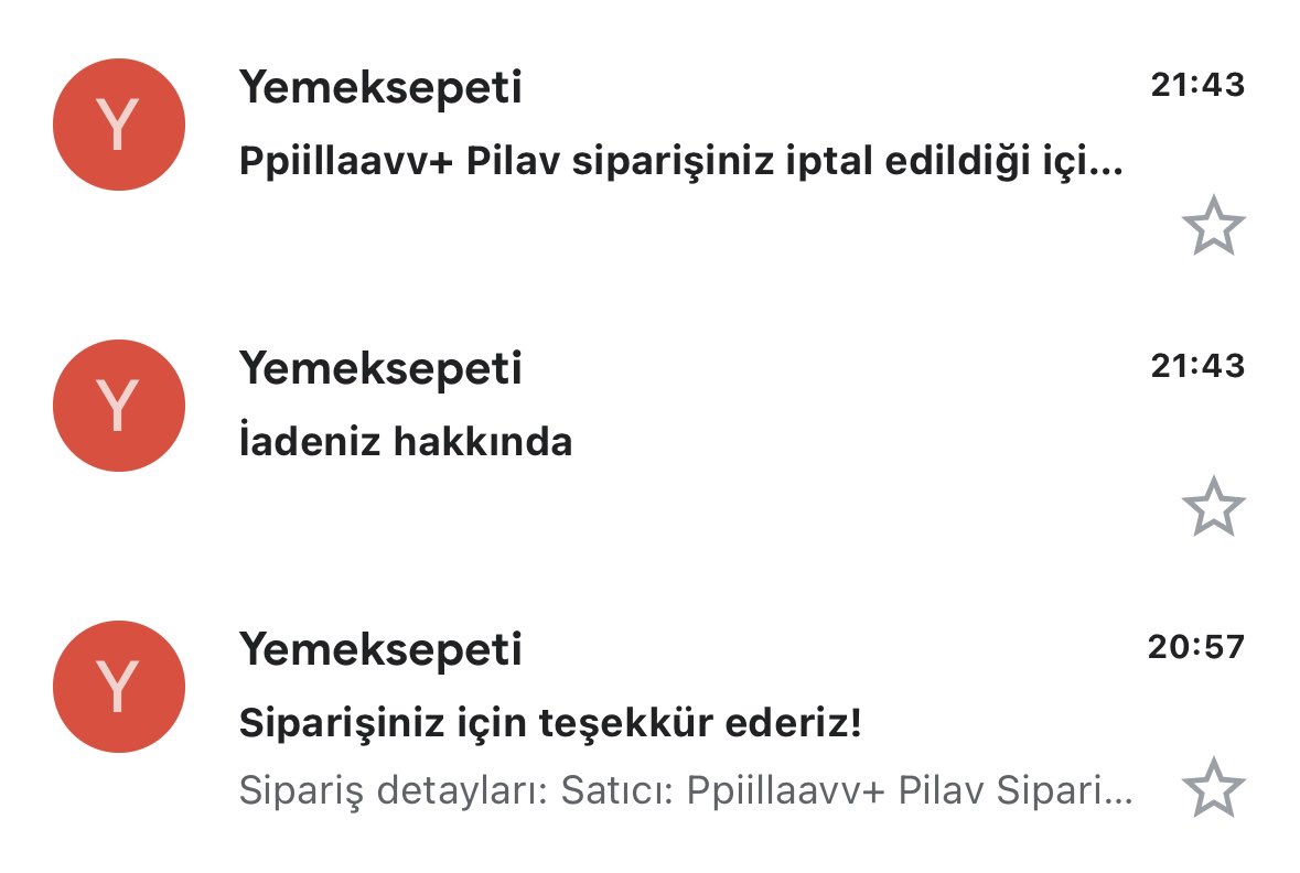 Az önce tam anlamıyla bir @yemeksepeti rezaleti yaşadım. Saat 20.57’de verdiğim yemek siparişi 50 dakika sonra iptal edildi. Yani kısacası 50 dakika boş yere mal gibi bekletildim. Yoğunluktan dolayıymış, yoğunluk olduğuna karar verilmesi 50 dakika mı sürdü?