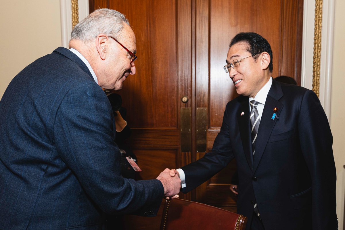 It was an honor to welcome Japanese Prime Minister Kishida to the U.S. Capitol. Our countries will continue working together to increase our mutual prosperity and to face down autocracy around the world.