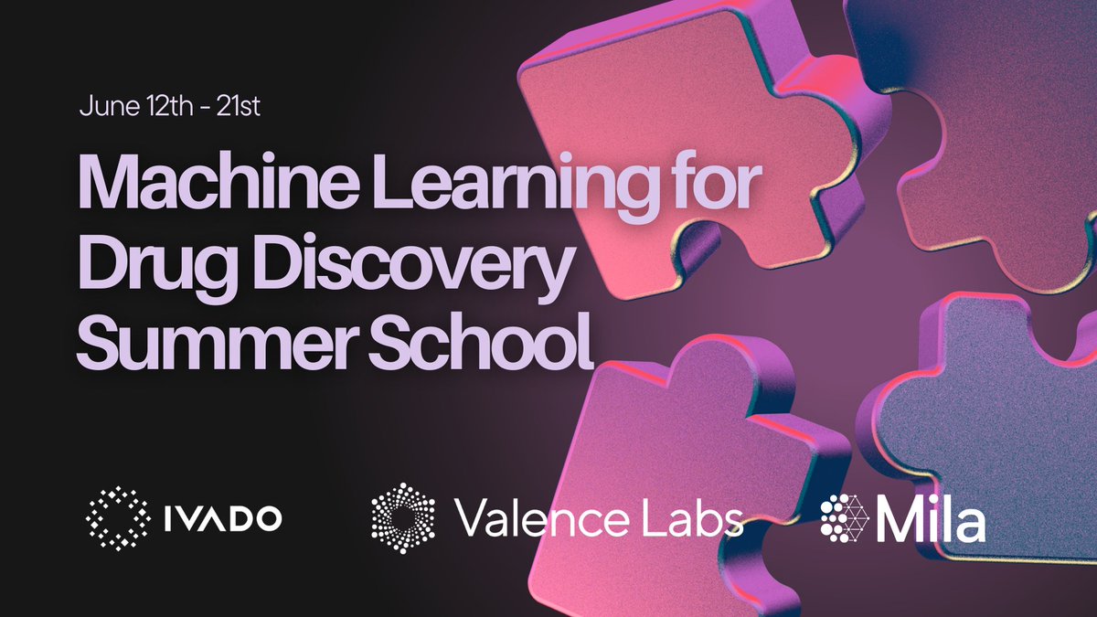 This is an awesome opportunity for data scientists/ML engineers or scientists with a programming background to get hands-on training and learn how to apply ML to drug discovery. Lots of lectures, a conference, and a hackathon, all being hosted @Mila_Quebec. Register below 👇