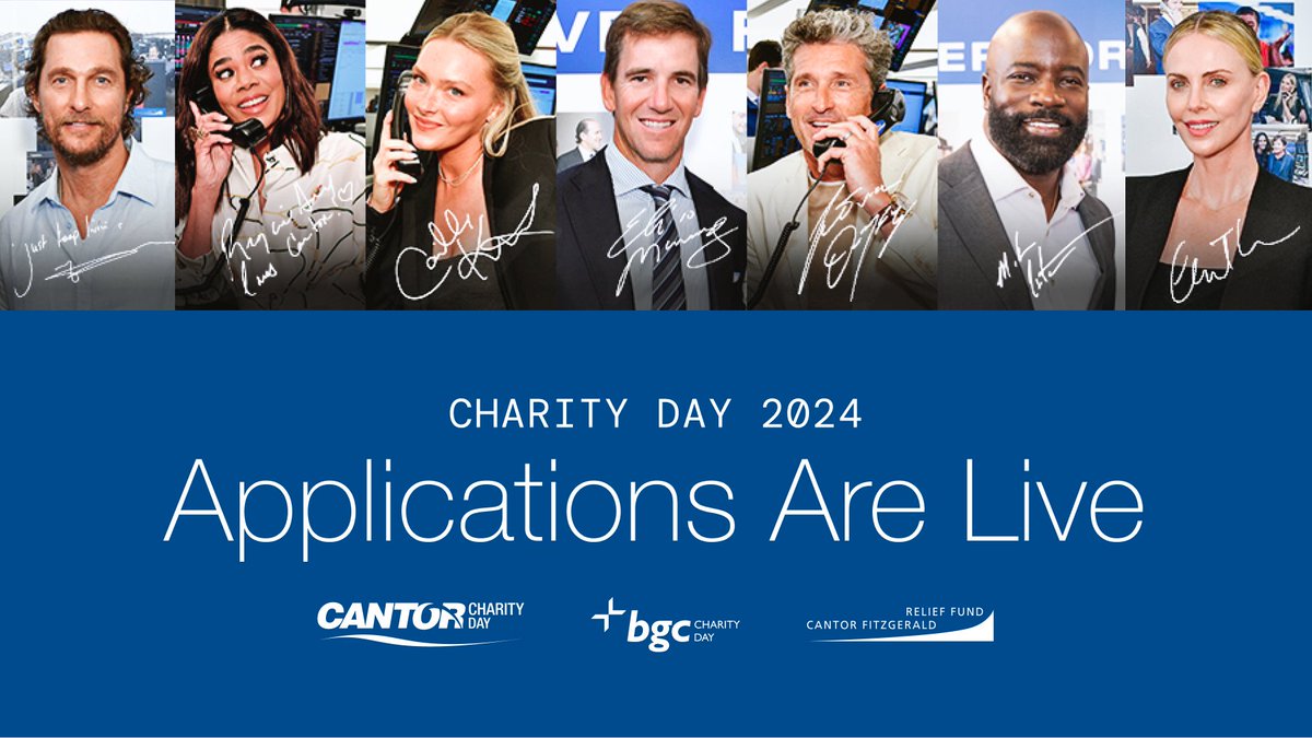 Charity Day 2024 applications are LIVE! Interested in participating? Click the link to apply: ow.ly/Ztxp50RetHv #CharityDay2024 #CantorRelief #GiveBack #NeverForget