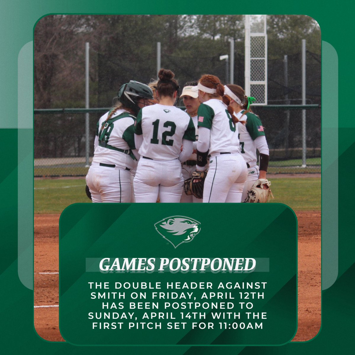 Due to inclement weather, tomorrows upcoming games against Smith have been postponed to Sunday🌧️🌧️ 

#GoBabo #StrictlyBusiness #EveryDamDay