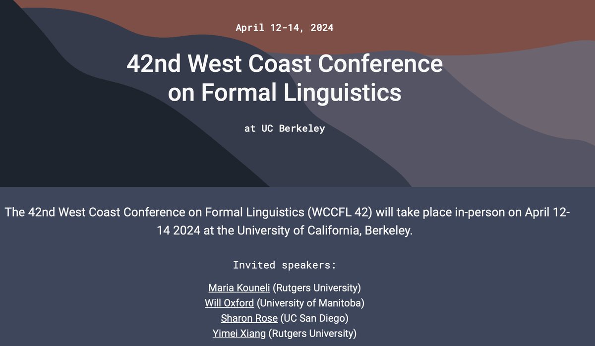 This is seriously amazing! @BerkeleyLing is hosting WCCFL 42! The program is awesome, but that's not all! Instead of the horrible conference coffee, we'll have coffee from Cafenated (Berkeley's 2nd best coffee place)!