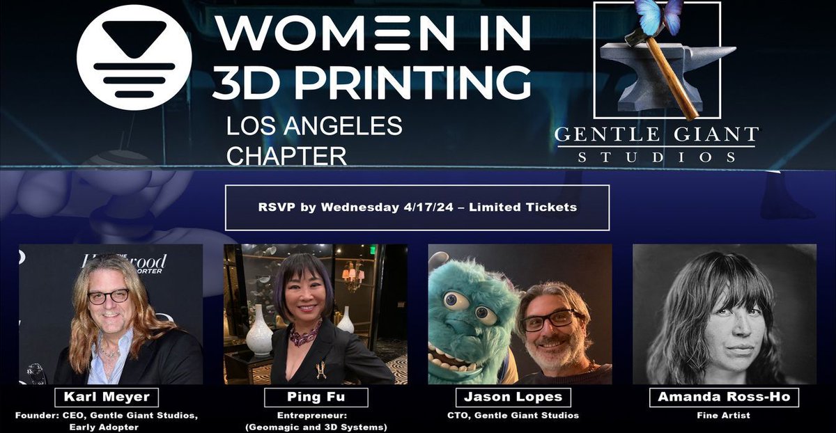 Discover innovation in entertainment manufacturing with #Wi3DP Los Angeles and @GentleGiantUSA on Friday 4/19 at 5pm PDT. Join us for an exclusive panel, studio tours, networking with industry leaders, and refreshments. Space is limited! RSVP now: buff.ly/3VSYAeo