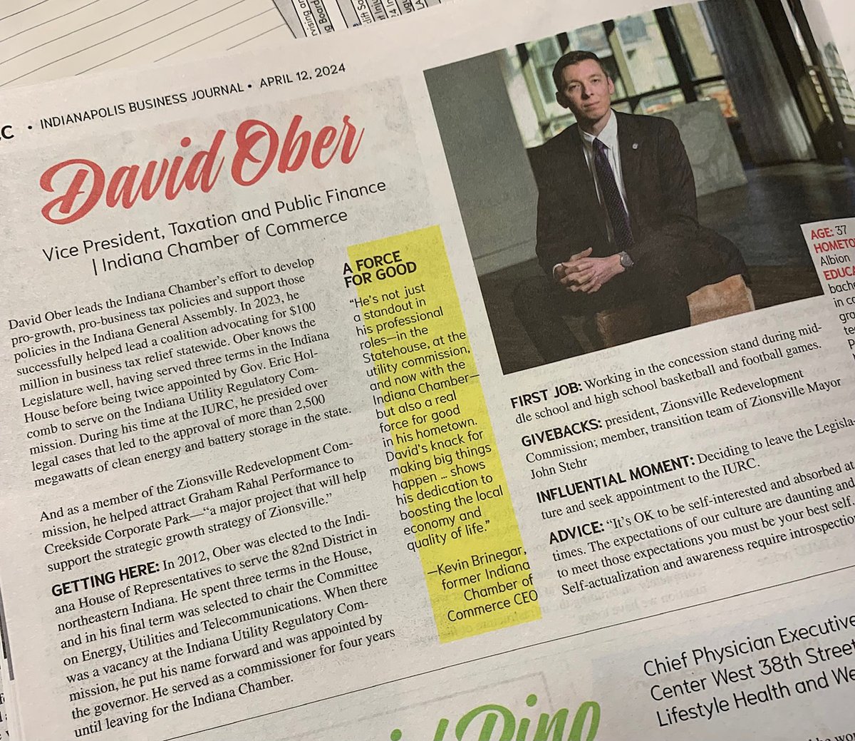 It was a pleasure this morning to celebrate David Ober, our vice president of taxation and public finance, as he was named to the Indianapolis Business Journal's Forty Under 40 list. We congratulate him and it's a pleasure to call Dave a colleague! #IBJ40 #40under40