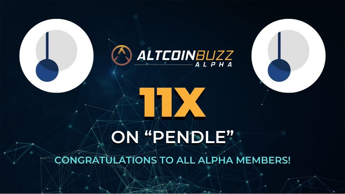 11x on @pendle_fi ! 🚀 The Altcoin Buzz Alpha Members are reaping Big Rewards! If you are not in Altcoin Buzz Alpha, you are missing out! Join now: patreon.com/altcoinbuzz Get the best Portfolio. Gems. IDOs. Flips. Airdrops. Strategy. Buy-Sell.