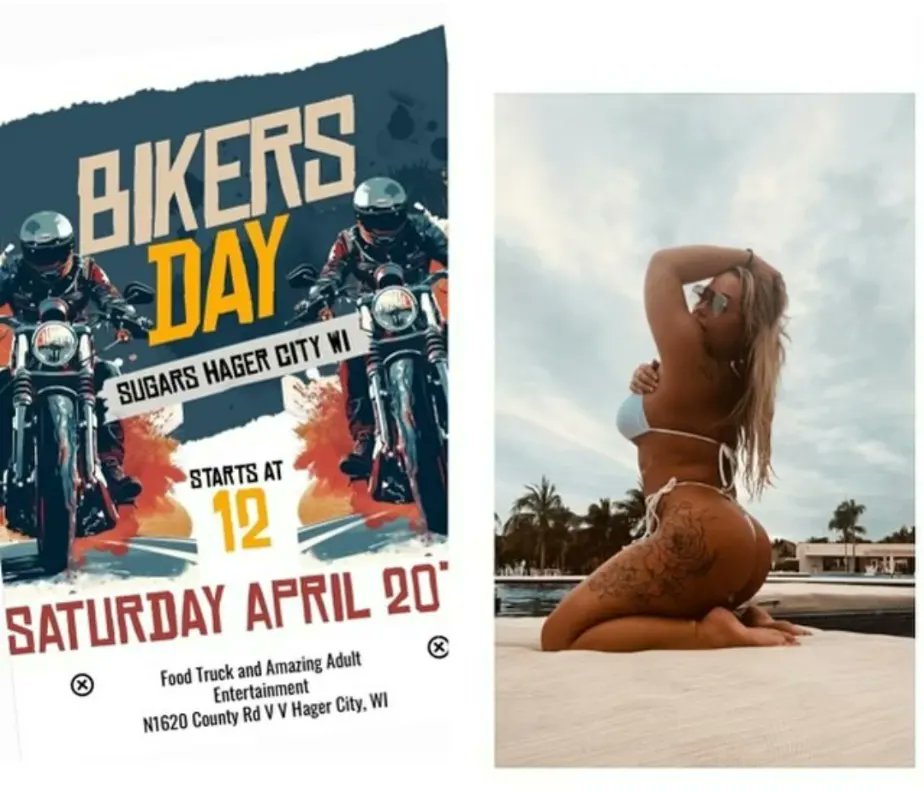 Bikers Day next Saturday Apr 20 at Sugars in Hager City, WI. 
#biker #bikersday #motorcycle #motorcyclist #motolife #sugarsgentlemensclub #hagercitywi #wisconsin #bikerbabe #bikerlife #bikerchick #gentlemensclub