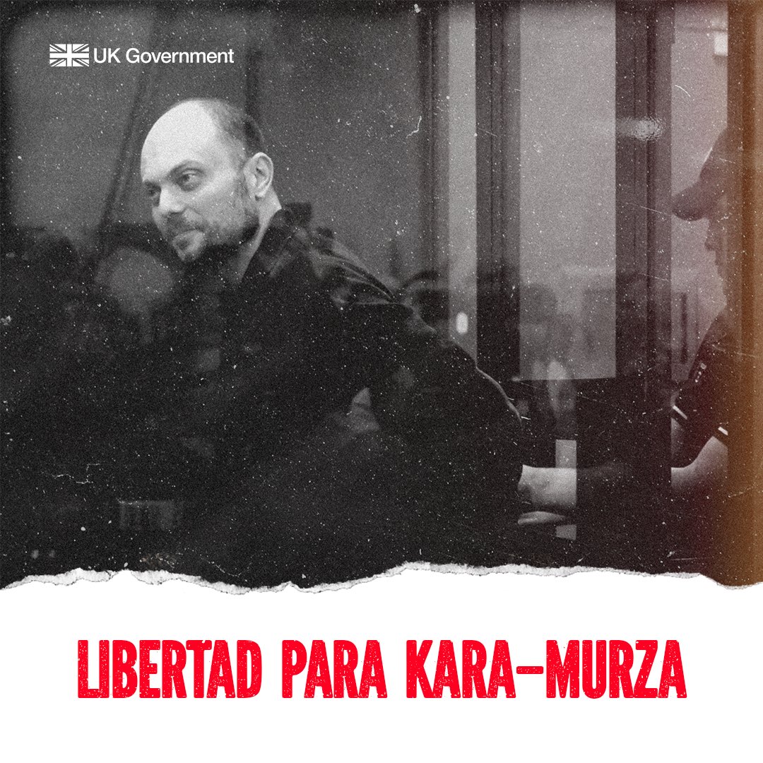 Dos años después de la detención de Vladimir Kara-Murza por cargos falsos, el Reino Unido insta a Rusia a liberarlo inmediatamente por motivos humanitarios. #FreeKaraMurza