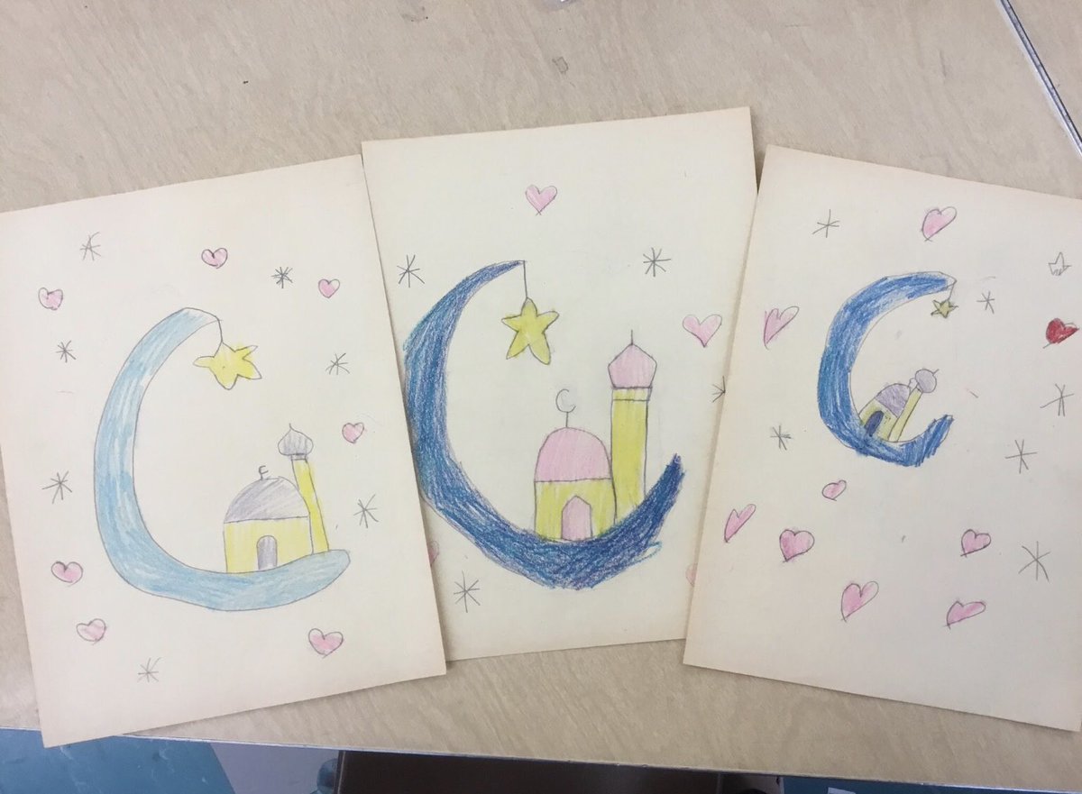 Mrs. Reilly’s kindergarten students drew pictures to celebrate Eid. #Mawbe1DEI #WTSD_DEI @jamisonpanko