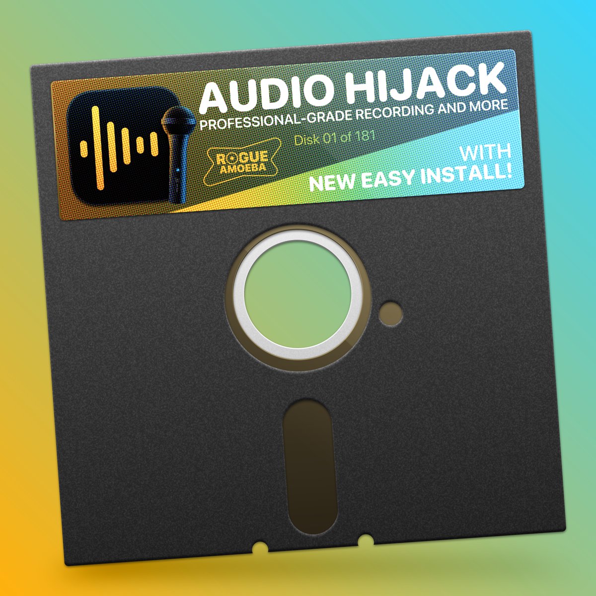 181 floppy disks would be very, very inconvenient. In reality, however, getting started with Audio Hijack is instead very, very easy! Learn all about the new installer-free setup: weblog.rogueamoeba.com/2024/04/05/our…