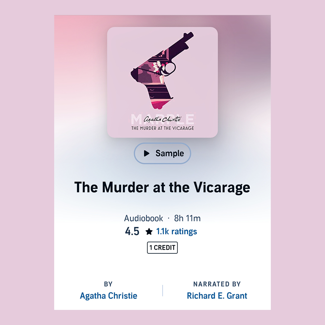 When do you listen to audiobooks? 🎧 The Murder at the Vicarage, narrated by Richard E. Grant.