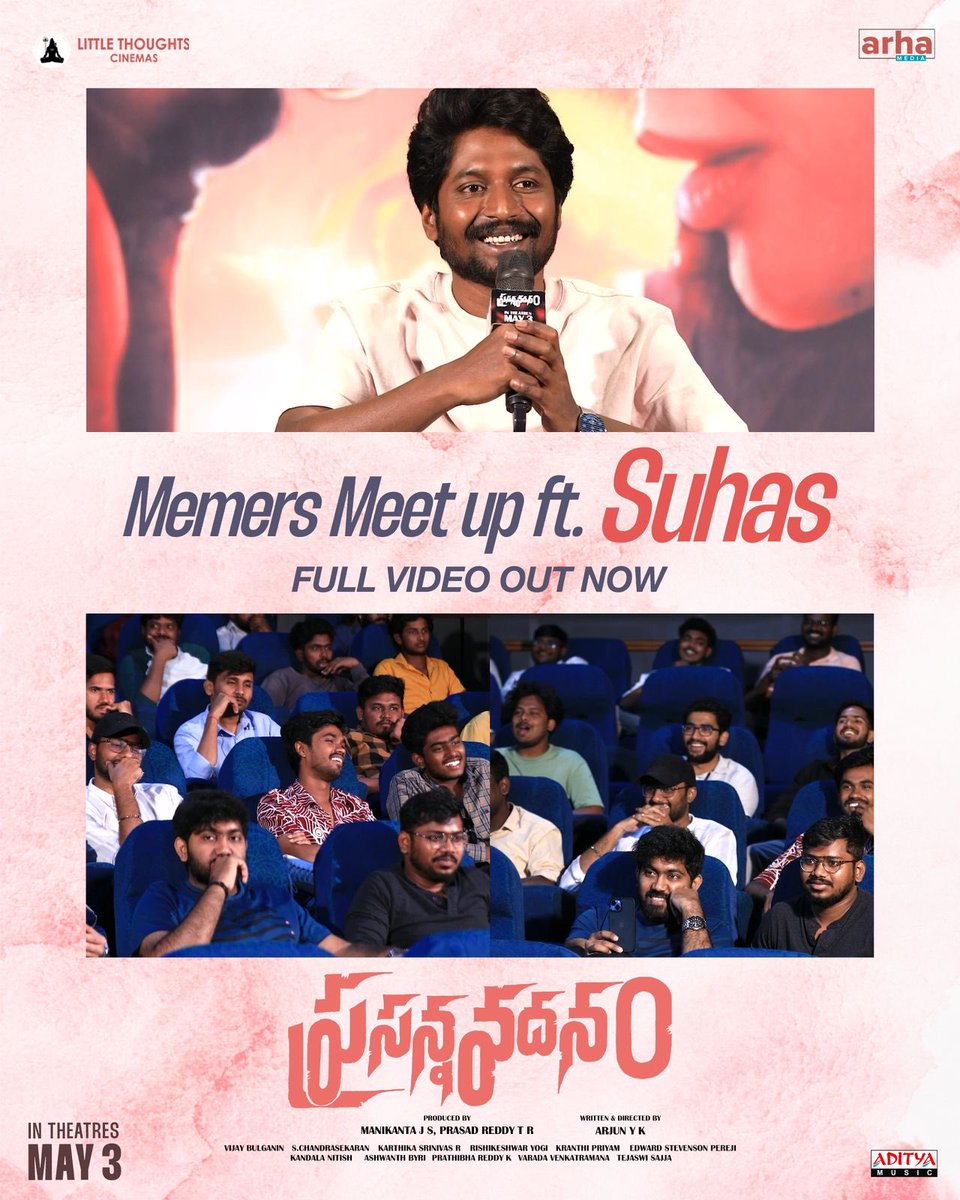 Watch @ActorSuhas in a special interaction with memers as they talk about #PrasannaVadhanam and much more ▶️ youtu.be/xImPc78uO0I #PrasannaVadhanam GRAND RELEASE WORLDWIDE ON MAY 3rd 2024 💥