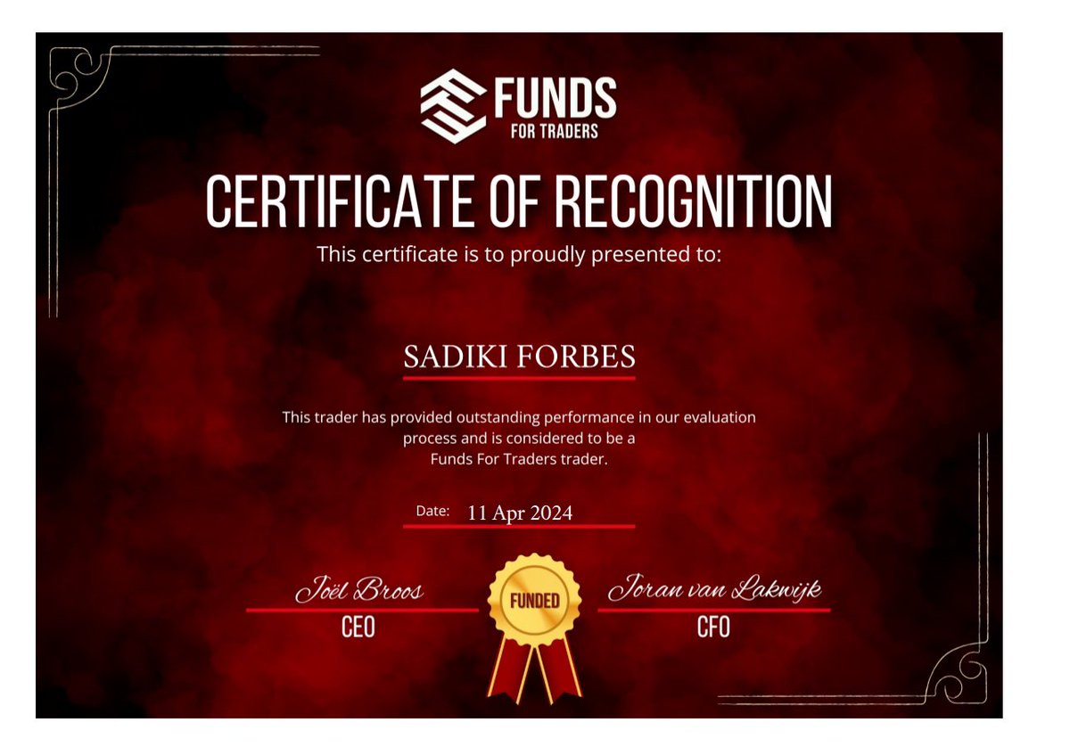 5iveForbes's tweet image. Lost 850k in funding with TFT &amp;amp; SFT going down! Didn’t complain. Focused and bounced back. 

Just added 1M in funding w/ @trueforexfunds @EquityEdgeUK @AscendxCapital @fundsfortraders 

Special shout out to @omor214 a real mentor! Also shout out @theMMXMtrader !!!