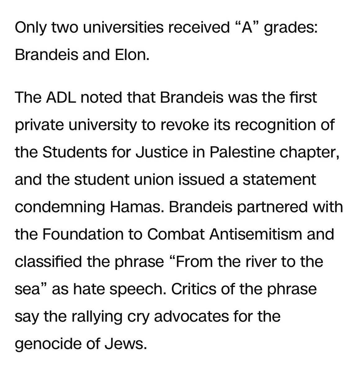 so this is how you get top marks from the ADL — try to silence any campus criticism of Israel: