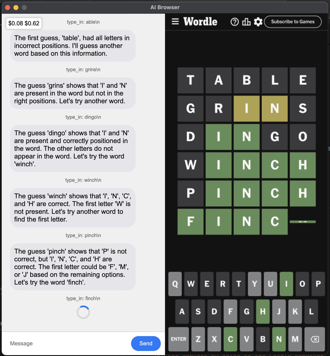 alexkeybl's tweet photo. A peek into what I've been working on - tentatively called Sky Netbrowser. Works best with GPT 4 variants, though I've had some success with Claude 3 Opus. Sharing as a desktop app and open sourcing soon. I'm excited to see it evolve with feedback and contributions! https://t.co/oCEej6KbDu