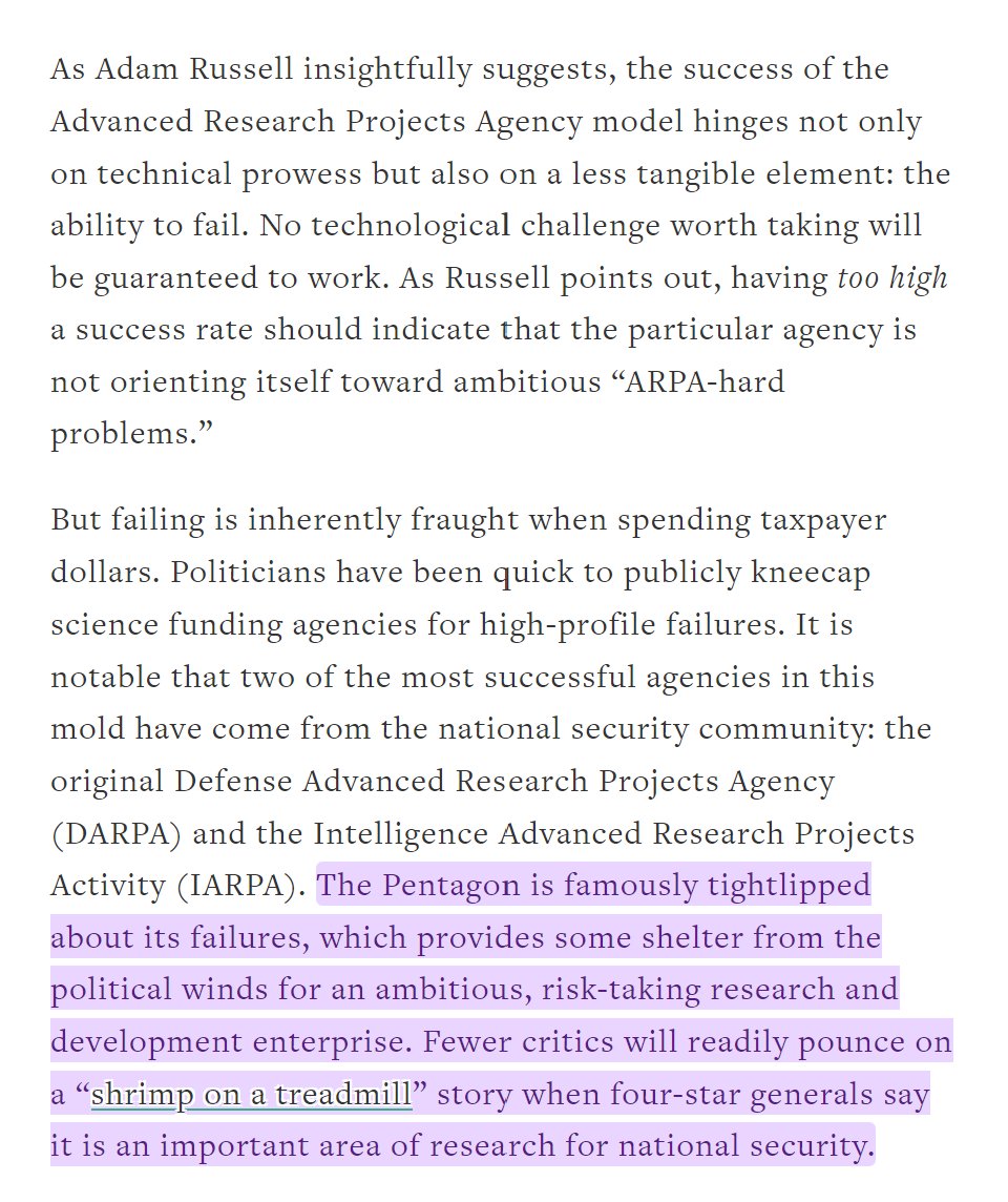 calebwatney's tweet photo. Wrote a short response essay on the ARPA model and the political will to allow failure https://t.co/HgwuKnxH2a