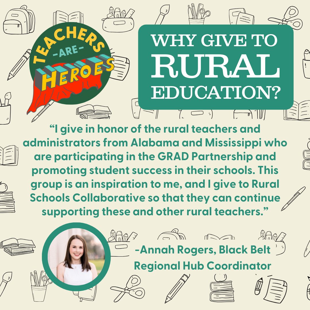 Your gift to RSC’s #TeachersAreHearoes campaign supports incredible rural teachers like our rural Black Belt educators in our @GRADpartners cohort! Show your support: givebutter.com/teachers-are-h…