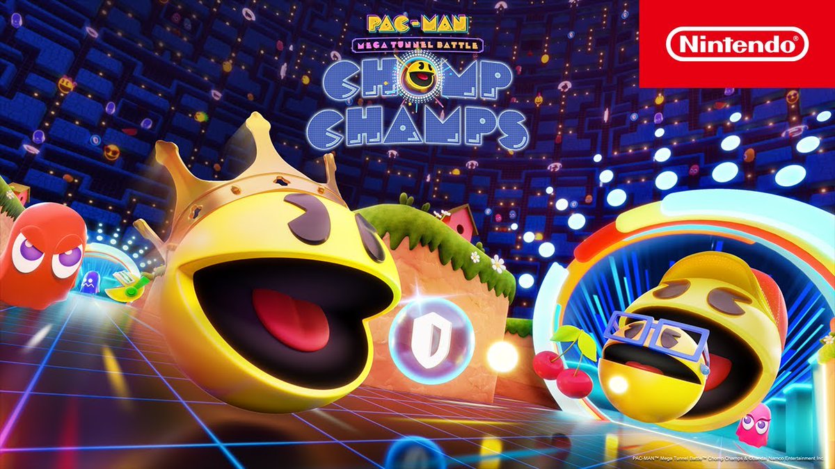 The retro battle royale PAC-MAN Mega Tunnel Battle: Chomp Champs arrives next month on May 9th: nintendowire.com/news/2024/04/1…