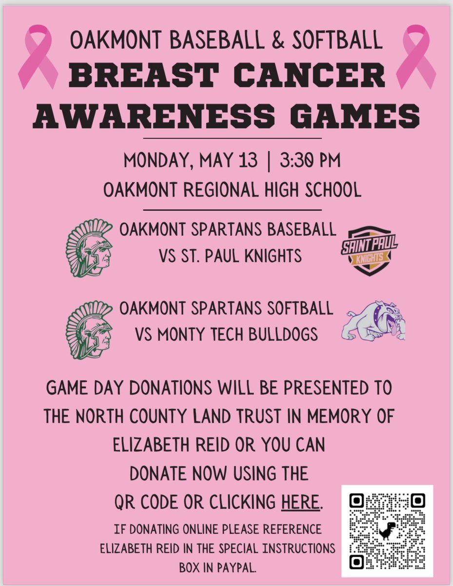 OakmontBSBL's tweet image. Please mark this one on your calendar to recognize a great cause in memory of an amazing woman