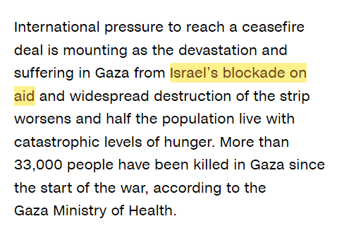 No, @CNN, there's no such thing as a 'blockade on aid.' Nearly 300 trucks entered Gaza just yesterday alone.