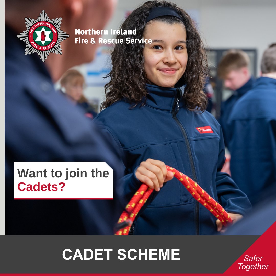 There is still time to apply for our Cadet Scheme🕒. You will learn firefighting skills, road traffic collision skills and first aid, including developing teamwork and leadership skills. Deadline: Monday 15 April at 3pm Apply now👉nifrs.org/want-to-join-n…