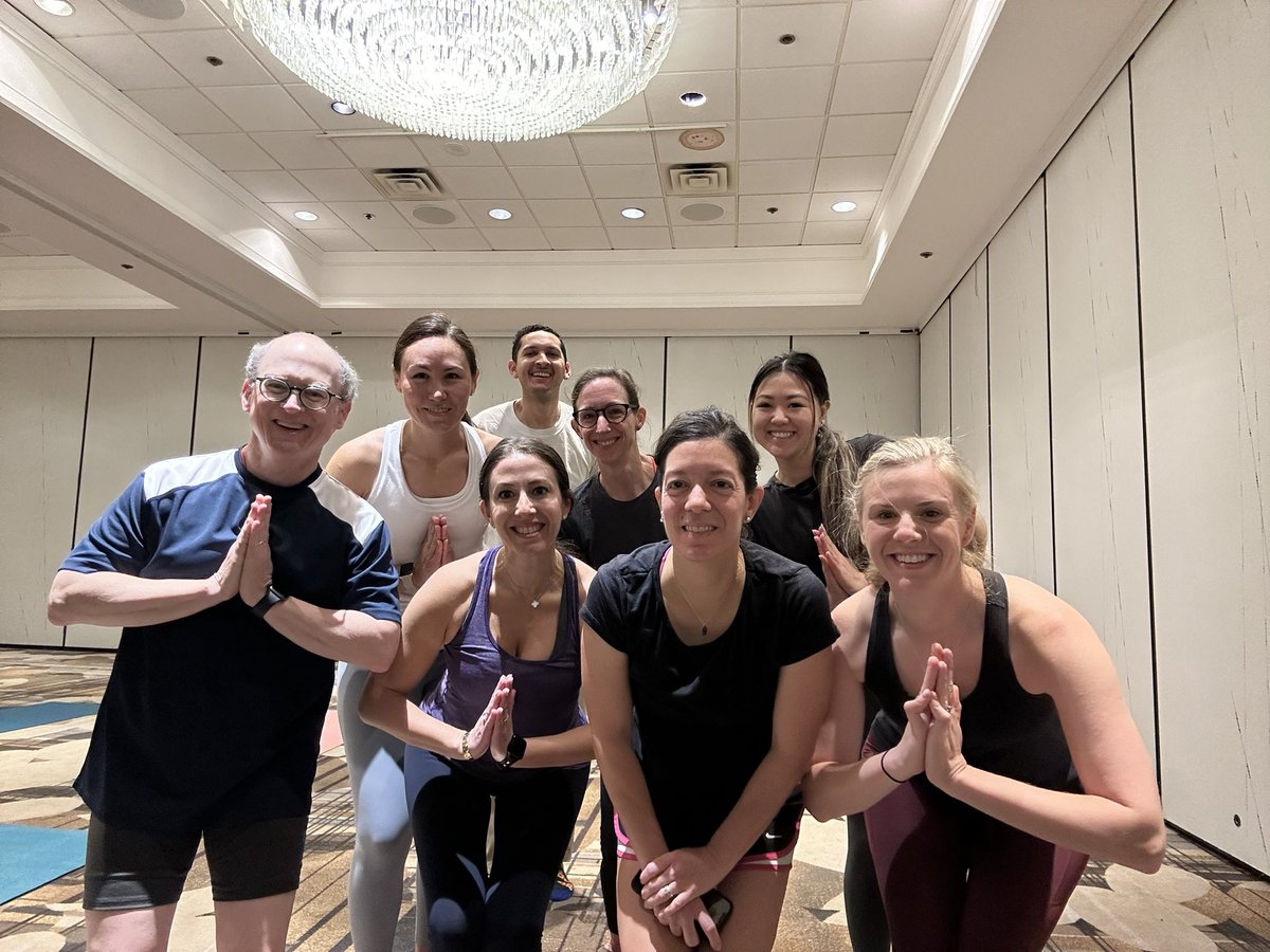 Thank you @TiffrazeeMD for an amazing yoga session this AM! @PedsPainMed #sppm2024 #pedsanes24 @PediAnesthesia @SPAWellbeing1