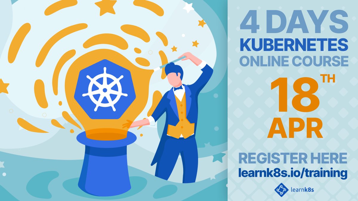 Become an expert in Kubernetes! Next week Learnk8s runs a 4-day Advanced Kubernetes course! If you want to get your hands dirty with Kubernetes, join us for a workshop packed with hands-on labs! Sign up here: learnk8s.io/online-advance…