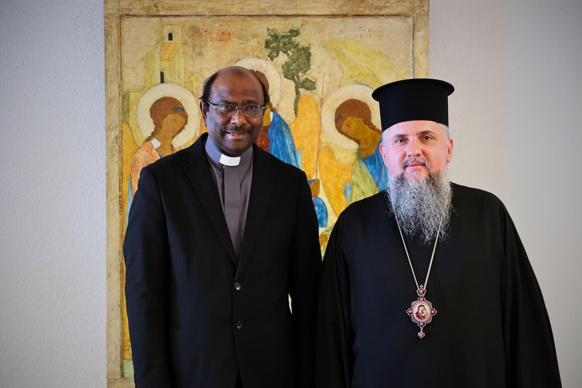 His Beatitude Metropolitan Epiphany of Kyiv and All Ukraine visited the World Council of Churches on 10 April at the request of the WCC general secretary, the Rev. Prof Dr Jerry Pillay, to discuss the current situation in #Ukraine. oikoumene.org/news/his-beati…