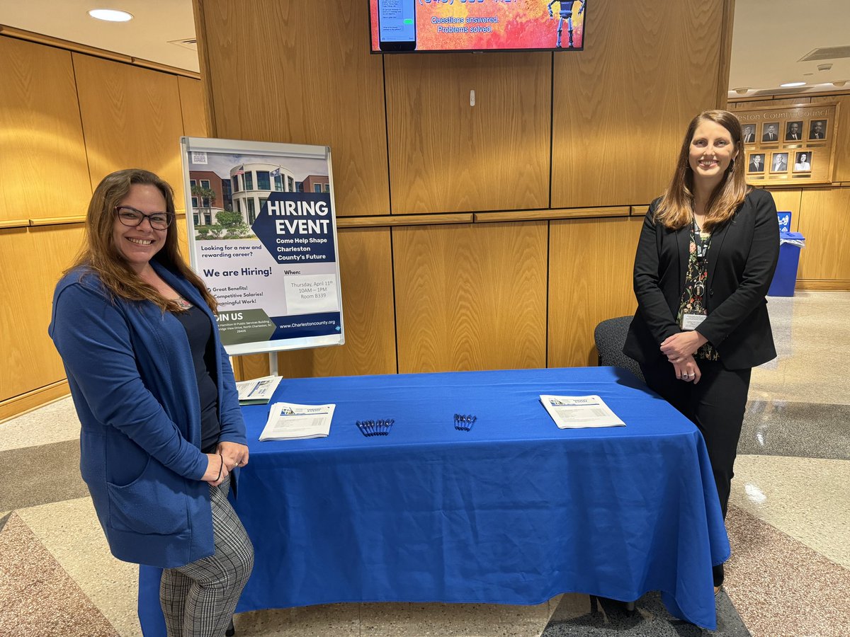 Charleston County’s Hiring Event has begun and will be open until 1 p.m. today. If you can not attend due to weather or other reasons, please check out our open positions at charlestoncounty.org/employment.php #ChsNews