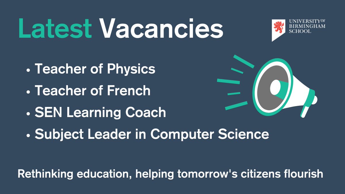 Vacancies expiring tomorrow ➡️ To find out more and apply: tinyurl.com/uobsvacancies #edutwitter #teachers #brum #uob #uobs #jobsearch #vacancy #hiring #birmingham #teach