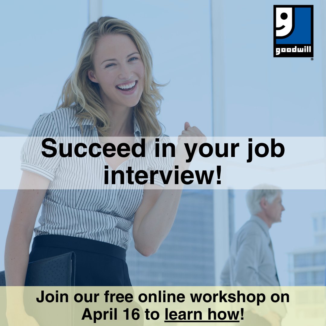 That feeling when you ace the #interview 👀

Join us on April 16 & this could be YOU! Learn to answer common questions & improve your skills in a safe, supportive environment!

Register at: goodwillonline.ca/succeeding-in-…

#FreeWorkshop #JobSearch #JobHelp   #InterviewTips #JobInterview