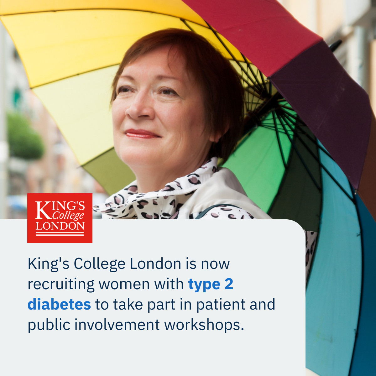 We’re looking for midlife women living with type 2 diabetes to volunteer for patient and public involvement workshops with Kings College London. Find out more: healthresearch.study/participate/wo…