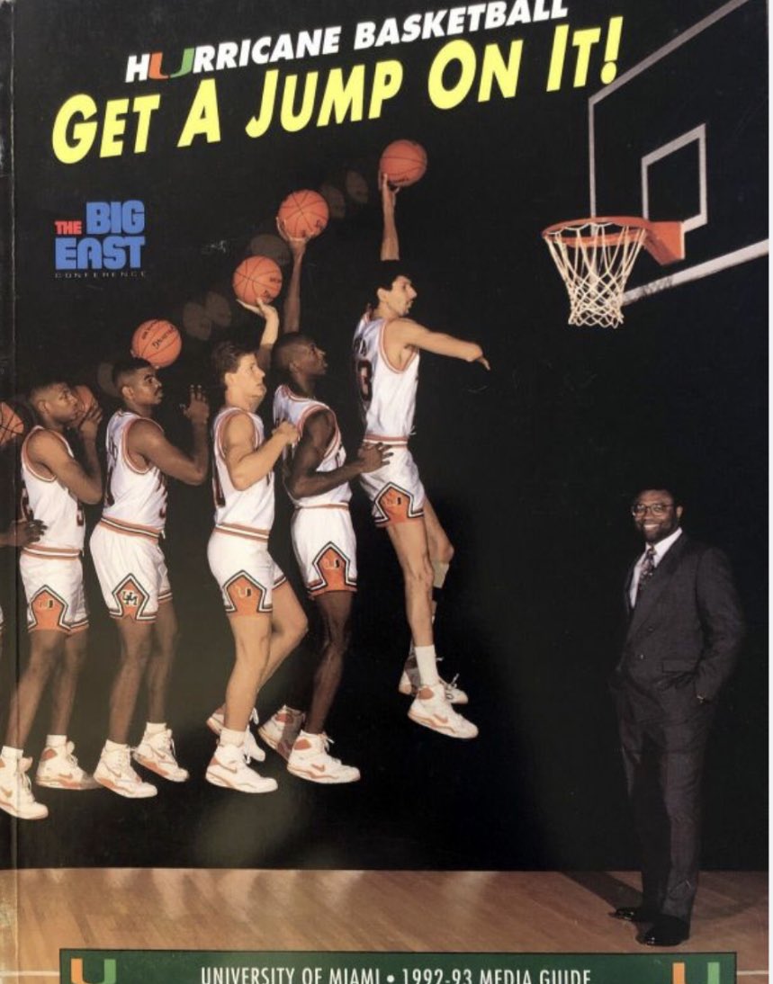 💥The 1992/93 @CanesHoops Media Guide is said to have inspired the owners of Canva. This is classic.