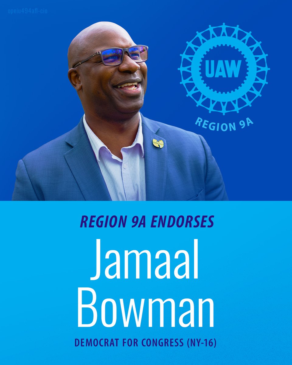 From the Bronx to Tappan, Westchester to Washington DC, walking a picket line, rallying with us, and fighting for the working class, @JamaalBowmanNY has stood with the @UAW. Today, we are proud to announce that we have endorsed Jamaal Bowman for Congress!