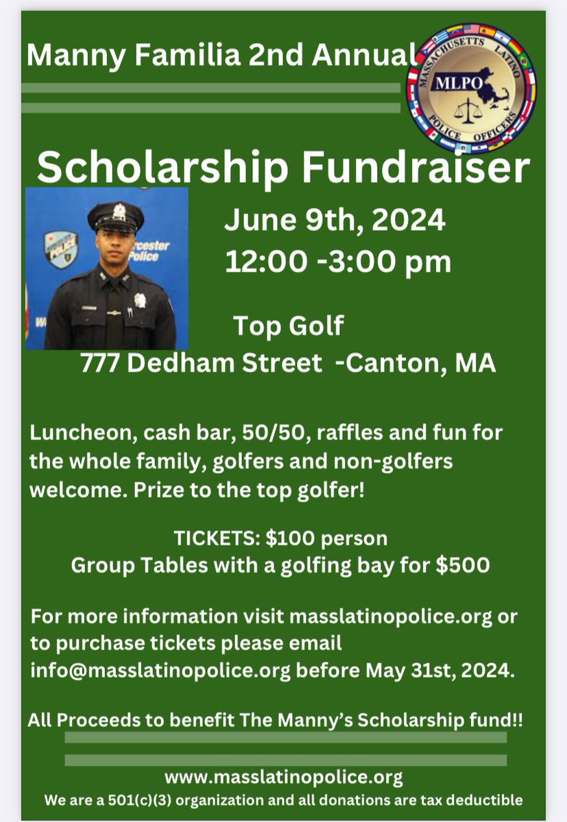 This is a fun event for the whole family. All proceeds benefit The Manny Familia scholarship! Don’t forget tickets are now on sale!! Visit our website to purchase. Sponsorship opportunities are available!