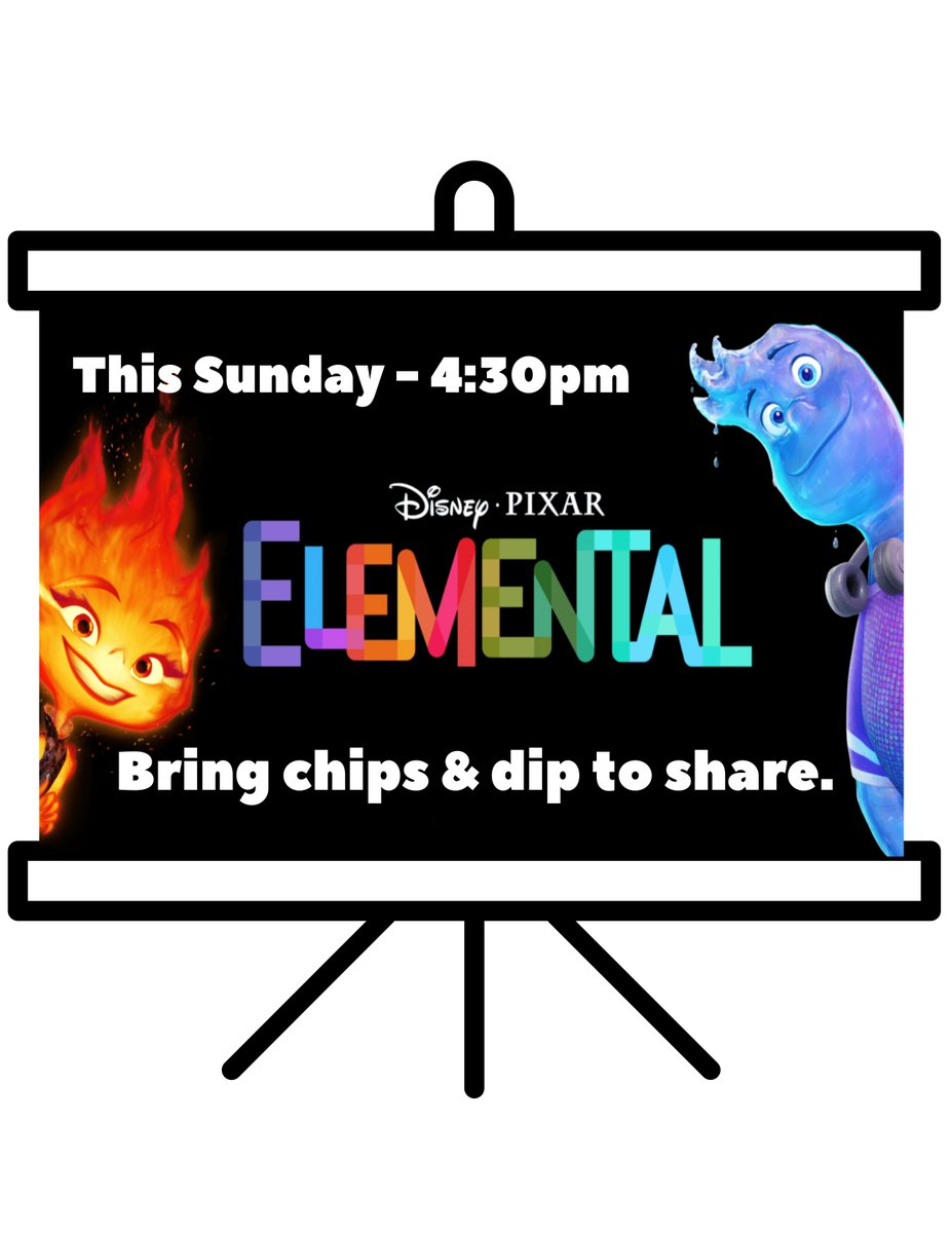 Bring your favorite chips & dip to share this Sunday night! We'll watch 'Elemental' & eat snacks in our hall. Crafts & activities will still be available.
Enter the door facing the parking lot.

#MovieNight #FamilyFun #MessyChurchGhent #MessyChurchGhentUMC #NorfolkVA