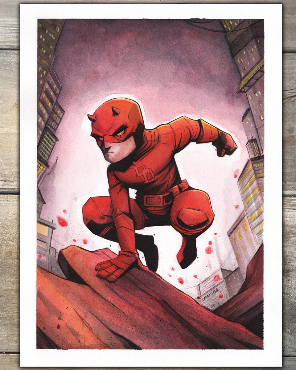 New Daredevil watercolor . Available @comic_art_expo in a few weeks. #Daredevil #marvel #painting #keepcraftalive