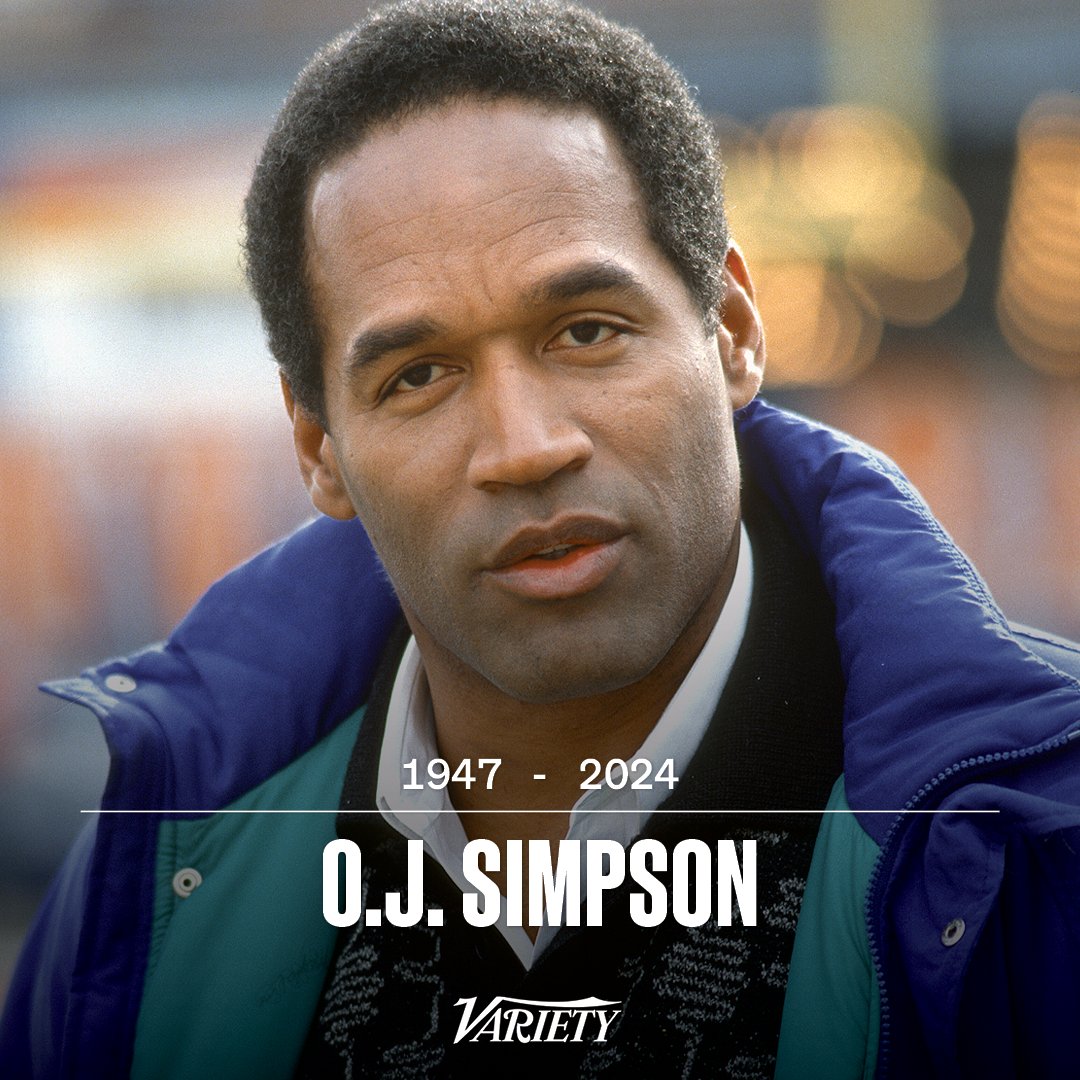 O.J. Simpson, the former champion football running back-turned actor who was acquitted in a sensational trial of charges he murdered his ex-wife and her boyfriend, died of cancer, his family confirmed. He was 76. bit.ly/3xoXhJN