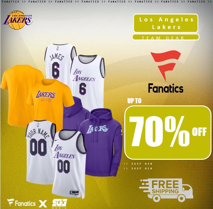 LOS ANGELES LAKERS END-OF-SEASON SALE, @Fanatics🏆 LAKERS FANS‼️ Get up to 70% OFF + FREE SHIPPING on your team’s gear today at Fanatics using THIS PROMO LINK: fanatics.93n6tx.net/LAKERSSALE 📈 HURRY! DEAL ENDS SOON🤝