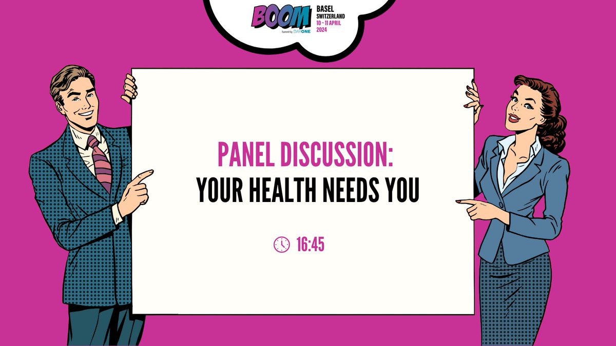 Join us for the final panel discussion at #BOOM2024: 'Your Health Needs YOU.' Led by moderator @Caoimhe_val from DayOne, featuring experts @Sylbonnet, @Paoli_Alex, Felix Strobl, and Quy Vo-Reinhard. 🤝 #healthtech #innovation #digitalhealth @BaselArea @Kenes_Group