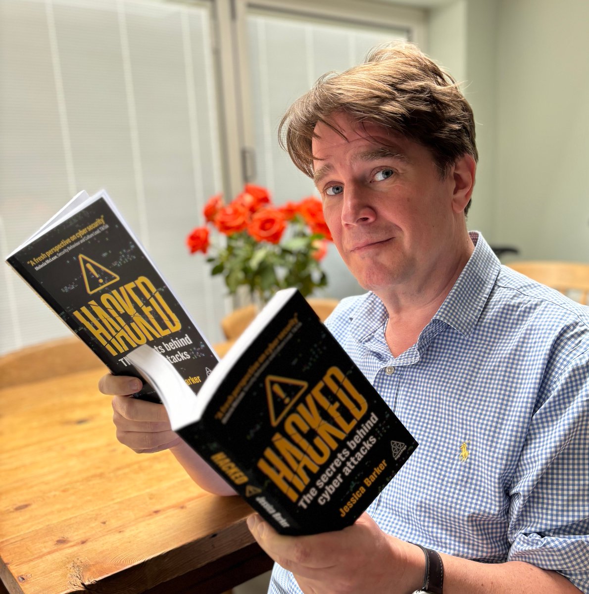 This picture is not deepfaked. Thank you @drjessicabarker, whose publishers - for some reason - have sent me two copies of her great new book 'Hacked: The secrets behind cyber attacks' Not that I'm complaining, it means I can finish it in half the time.