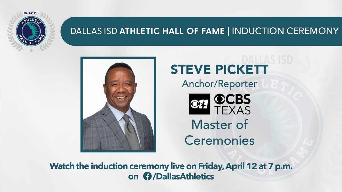 Steve Pickett, a reporter/anchor at @CBSNewsTexas, will serve as the master of ceremonies for the 2023-2024 Dallas ISD Athletic Hall of Fame induction ceremony. You can watch live on Facebook Friday at 7 PM when we induct nine new members.
