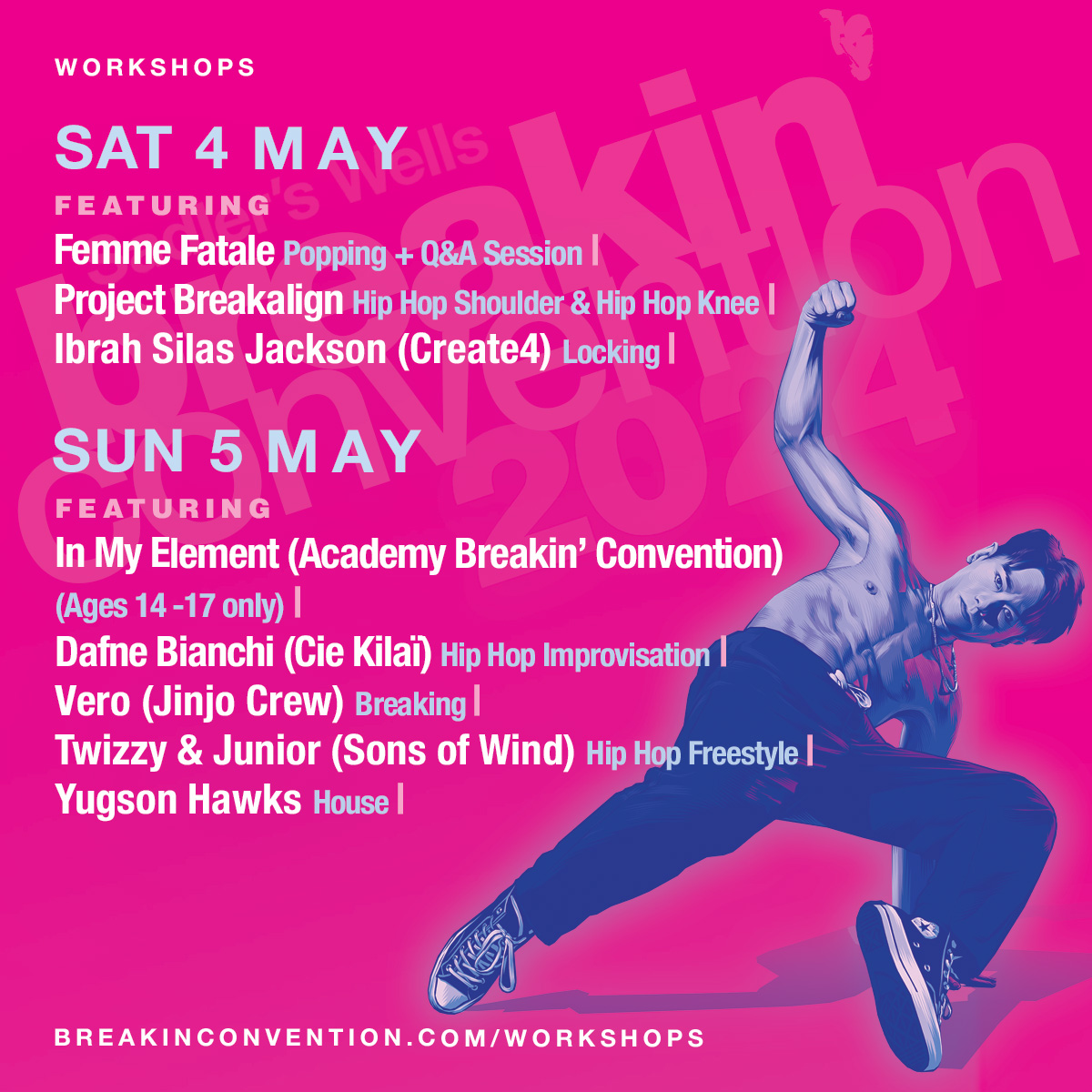Take a workshop at Breakin' Convention this May bank holiday! breakinconvention.com/workshops