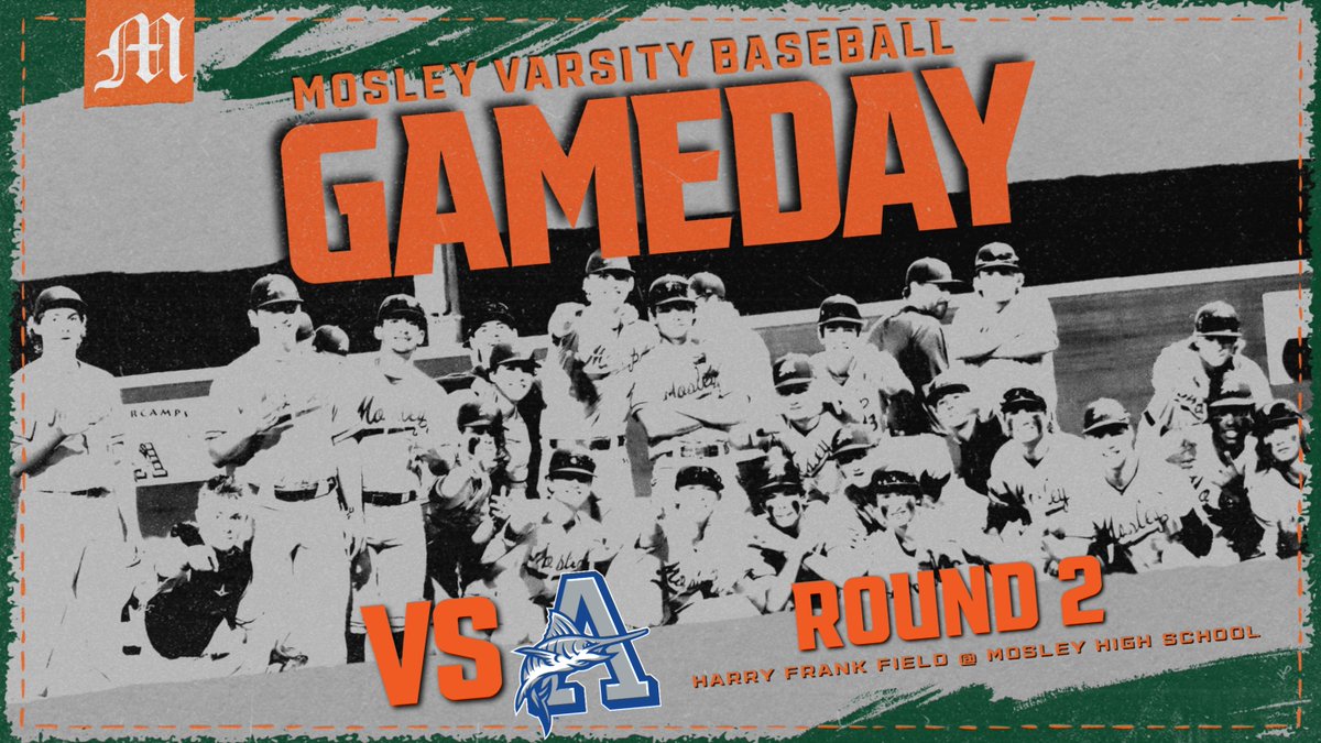 Mosley Baseball GAMEDAY!!! 
BACK AT HOME! 
Your Dolphins are back in action! 
Thursday, April 11, 2024!  

Round 2 vs Arnold  

VARSITY ONLY: 
🆚 Arnold Marlins 
🗓️ Today, April 11 
⏰ 6:00pm
📍 Harry Frank Field @ Mosley High School 
📊 tinyurl.com/MosleyGC 

FINS UP! 🐬💚⚾️