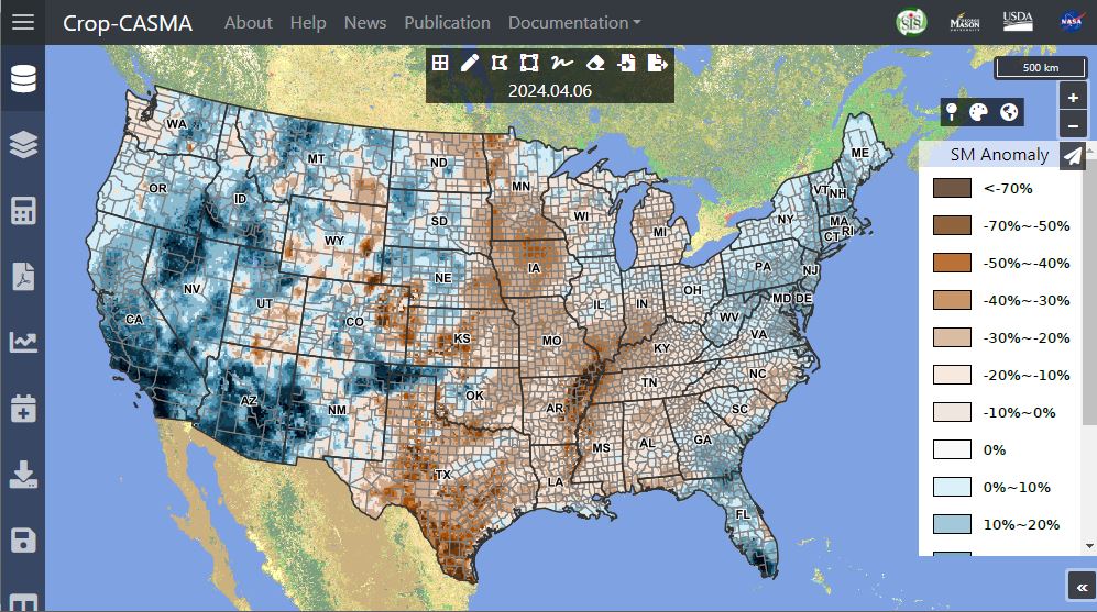 We use @NASA open access satellite data to provide a free online tool called Crop-CASMA. This app helps farmers, researchers & others use soil data to track droughts/floods, plan crop planting & forecast ag yields. #FindYourPlaceInSpace #USDAScience
cloud.csiss.gmu.edu/Crop-CASMA/