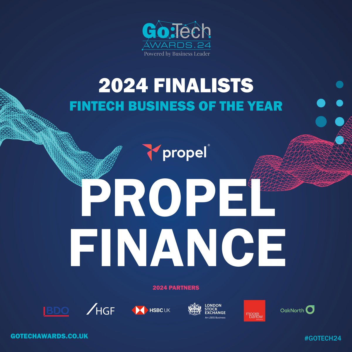 Propel is thrilled to announce that we've been nominated as a finalist in the Fintech Business Of The Year category at the prestigious @GoTechAwards 2024 in recognition of our Propeller Technology - which offers our partners seamless access to finance for their customers #Fintech